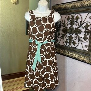 VTG Jessica Howard Brown and White A-Line Midi Dress Sz 6